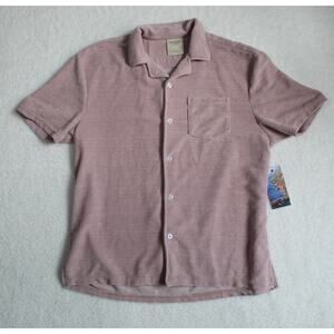 Massive Luxury Chenille Button Up Shirt Mens Large Pink Resort Casual Soft TAGS